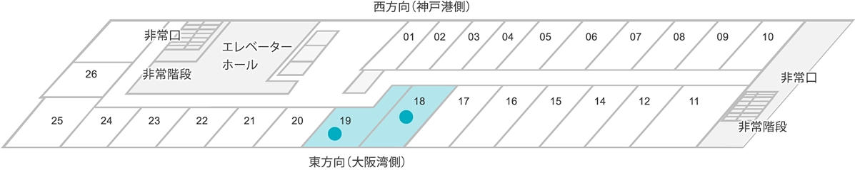 コネクティングルームAのフロアマップ