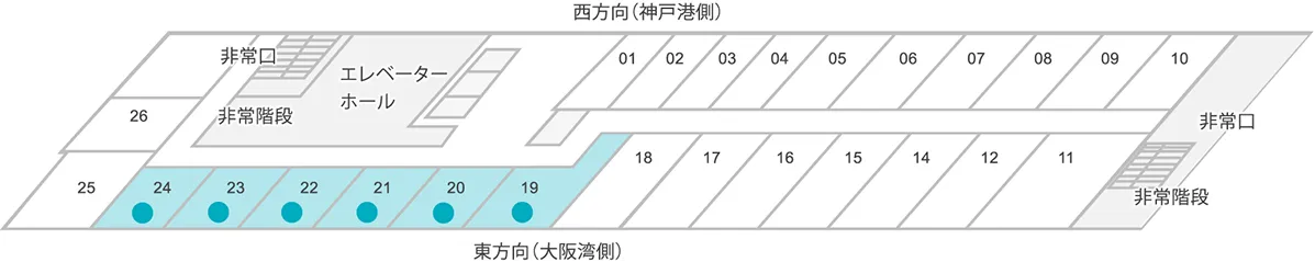 ダブルルームのフロアマップ