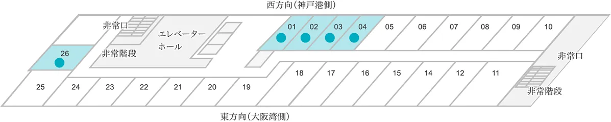 シングル／セミダブルルームのフロアマップ