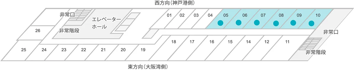 スタンダードツインルームのフロアマップ