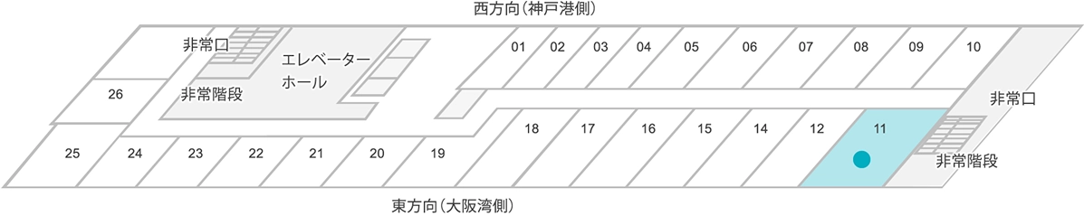 ビューバス付コーナーツインルームのフロアマップ
